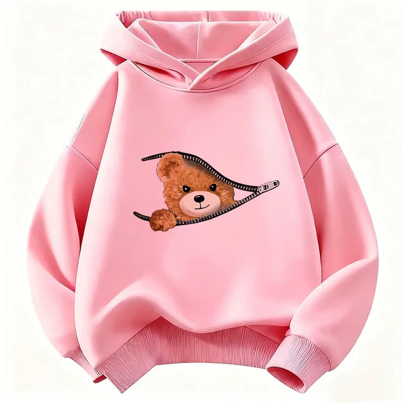 Cute Fashion Bear Funny Hoodie Kids Children's Sweatshirt Hoody for Boys Girls Casual Hoodies Hip Hop Clothes
