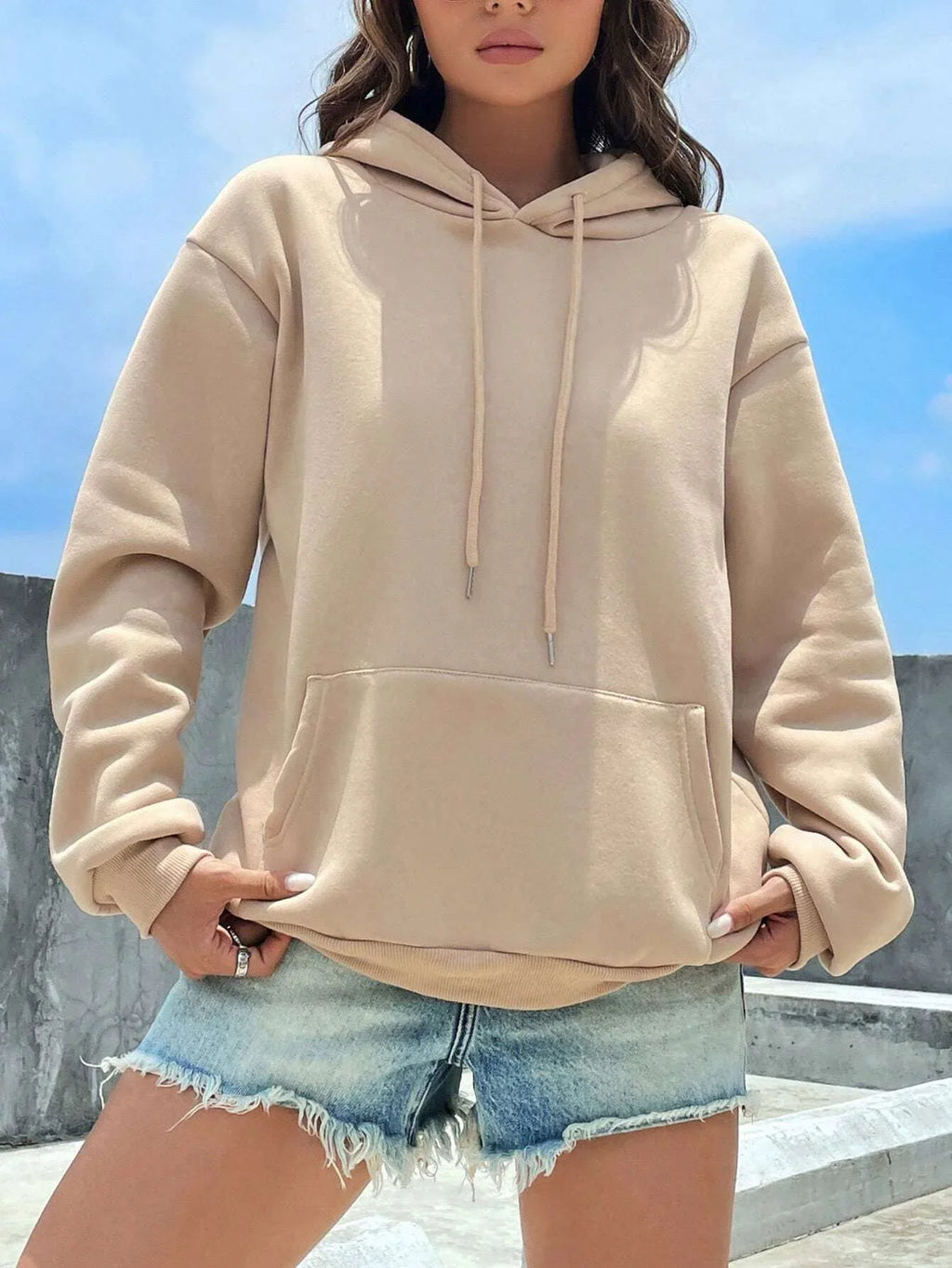 Women Hoodies Basic Essential Blank Solid Color Pullovers Female Tops High quality All-Match Street Clothes Womens Sweatshirts