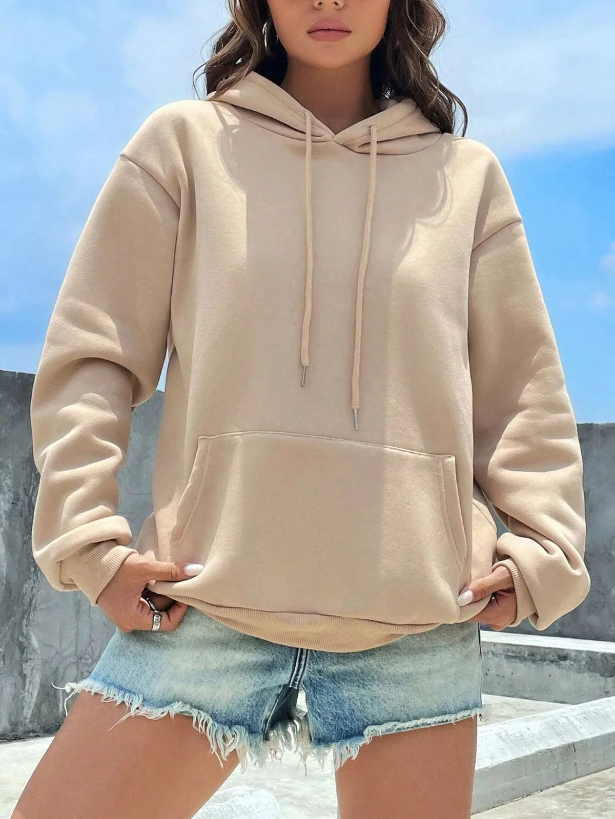 Women Hoodies Basic Essential Blank Solid Color Pullovers Female Tops High quality All-Match Street Clothes Womens Sweatshirts