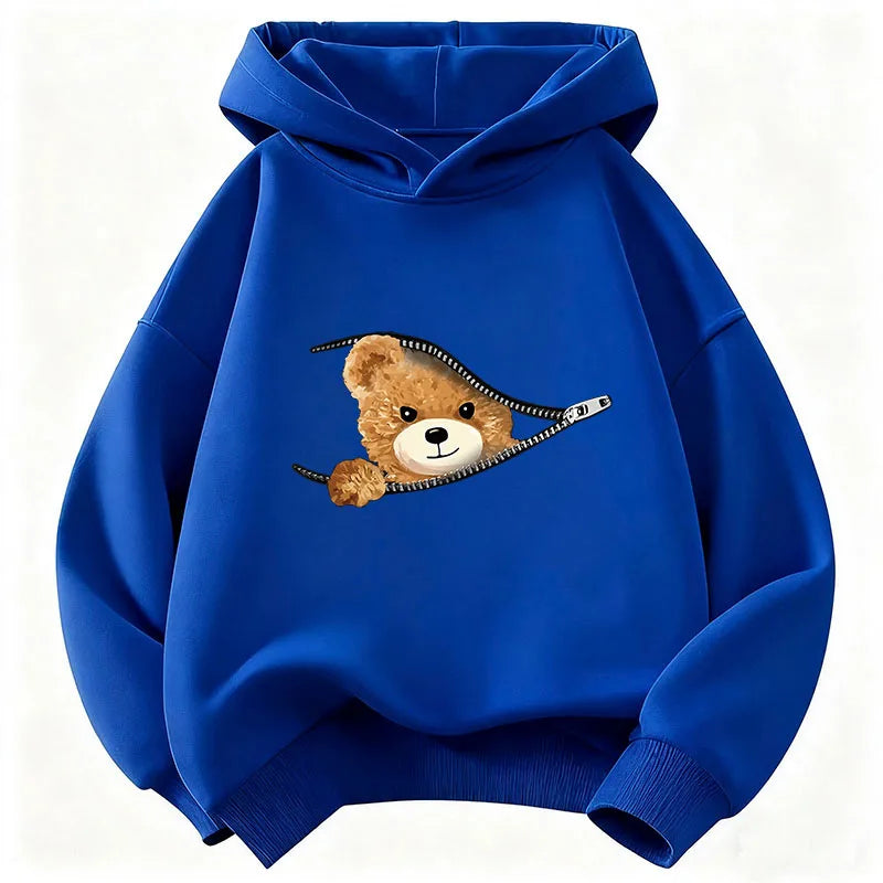 Cute Fashion Bear Funny Hoodie Kids Children's Sweatshirt Hoody for Boys Girls Casual Hoodies Hip Hop Clothes