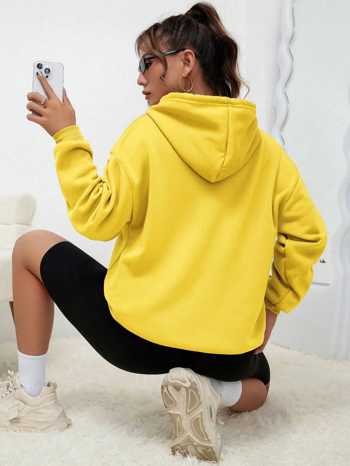 Women Hoodies Basic Essential Blank Solid Color Pullovers Female Tops High quality All-Match Street Clothes Womens Sweatshirts