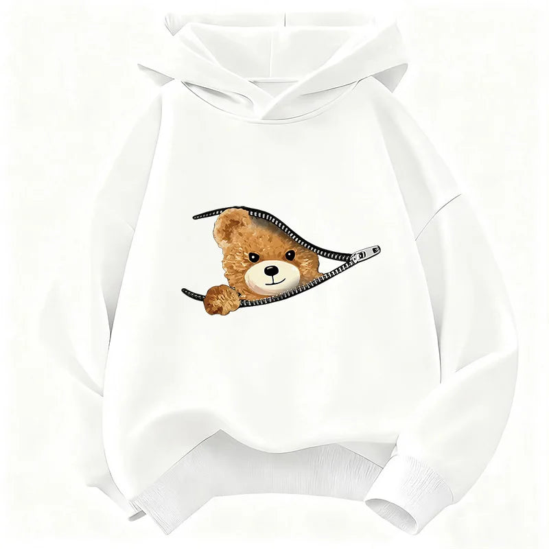 Cute Fashion Bear Funny Hoodie Kids Children's Sweatshirt Hoody for Boys Girls Casual Hoodies Hip Hop Clothes