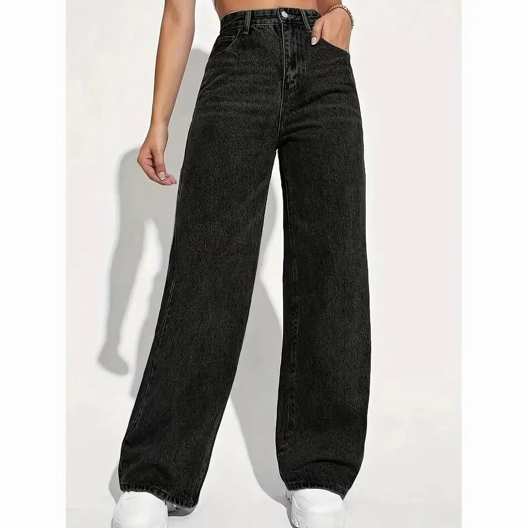 Calça Jeans Feminina Wide Leg Cintura Alta