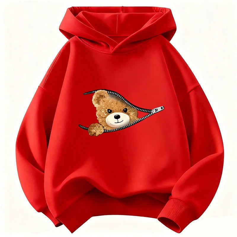 Cute Fashion Bear Funny Hoodie Kids Children's Sweatshirt Hoody for Boys Girls Casual Hoodies Hip Hop Clothes