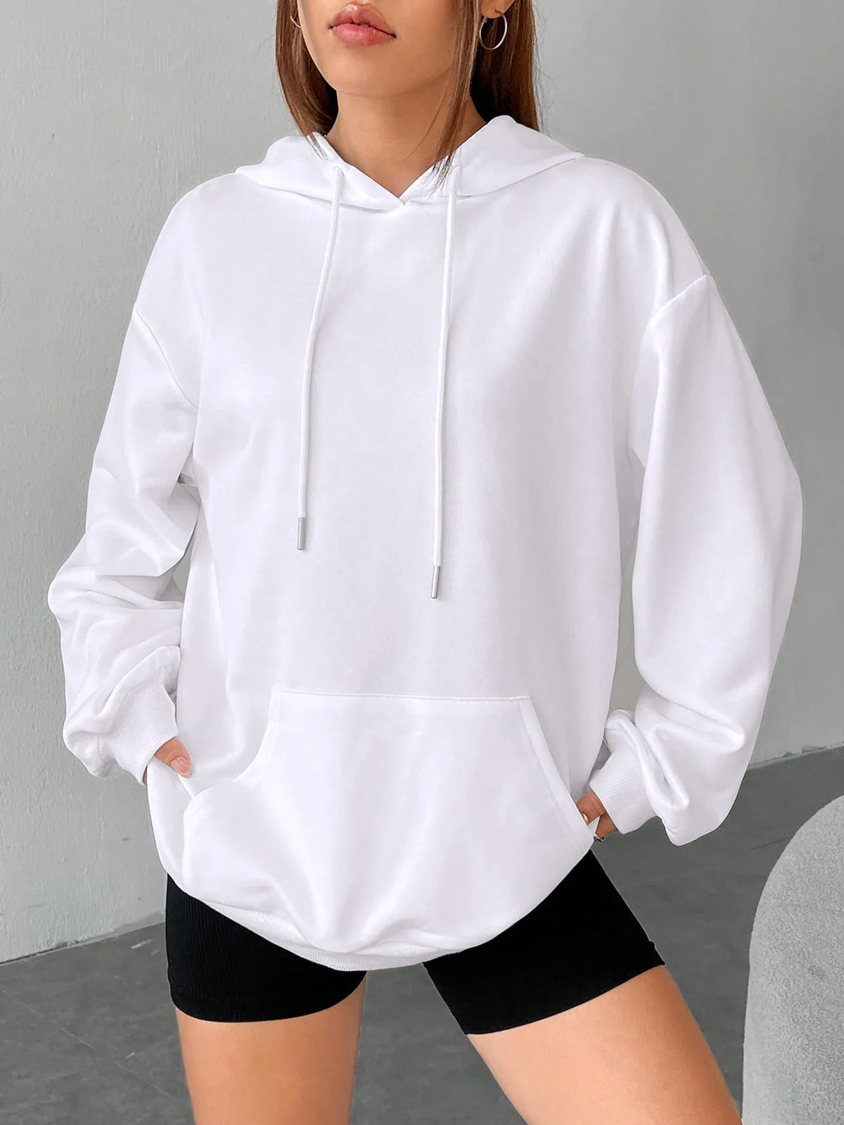 Women Hoodies Basic Essential Blank Solid Color Pullovers Female Tops High quality All-Match Street Clothes Womens Sweatshirts