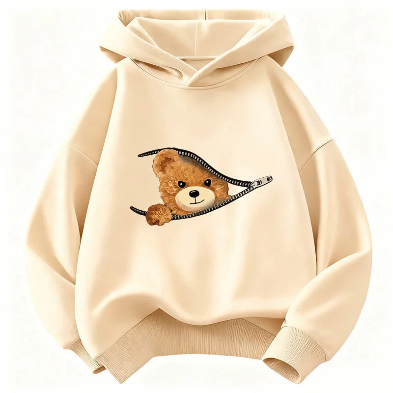 Cute Fashion Bear Funny Hoodie Kids Children's Sweatshirt Hoody for Boys Girls Casual Hoodies Hip Hop Clothes