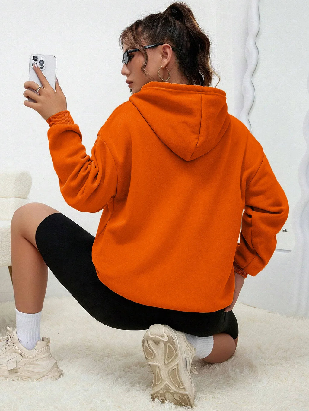 Women Hoodies Basic Essential Blank Solid Color Pullovers Female Tops High quality All-Match Street Clothes Womens Sweatshirts