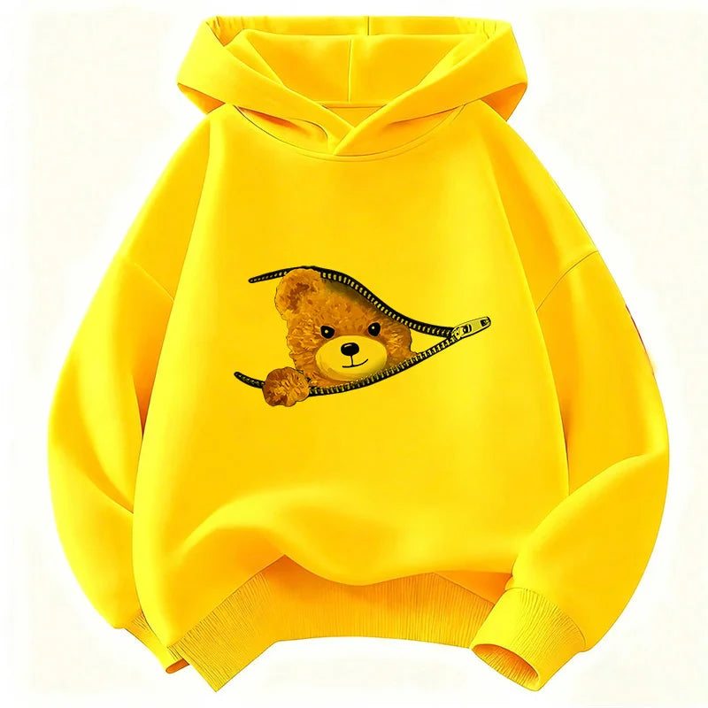 Cute Fashion Bear Funny Hoodie Kids Children's Sweatshirt Hoody for Boys Girls Casual Hoodies Hip Hop Clothes