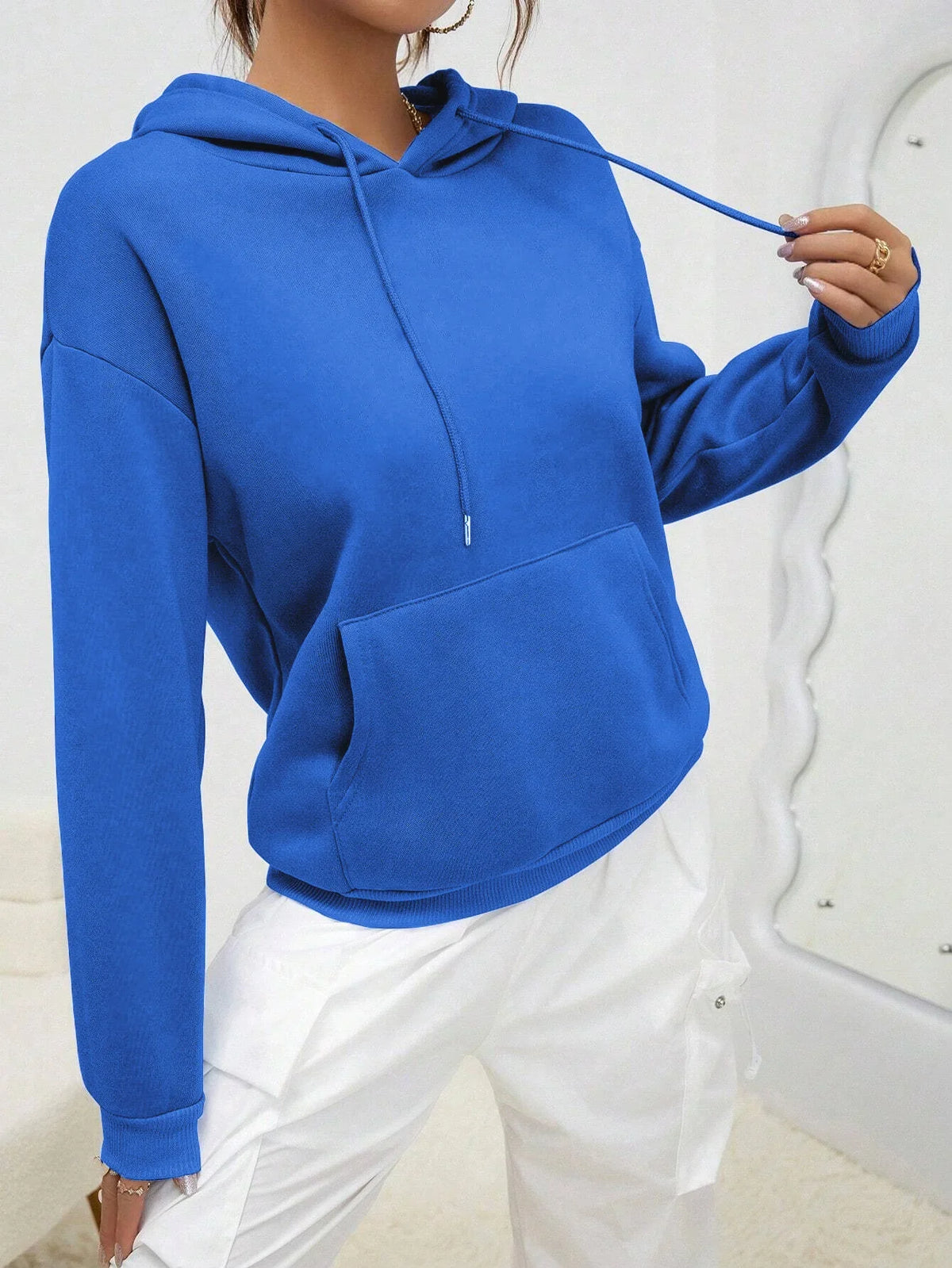 Women Hoodies Basic Essential Blank Solid Color Pullovers Female Tops High quality All-Match Street Clothes Womens Sweatshirts