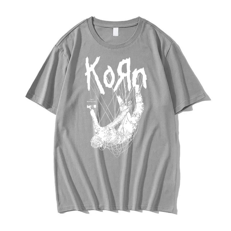 American Singer Rock Band Korn Print Graphic T-shirt Summer Short Sleeve Tees Tops Streetwear Casual Pure Cotton T Shirts Men's
