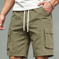 Summer Loose Multi Pocket Cargo Shorts Men Elastic Drawstring Waist Knee Length Shorts Daily Outdoor Casual Work Short Pants